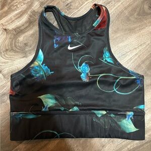 Nike Black and Blue Floral Sports Bra